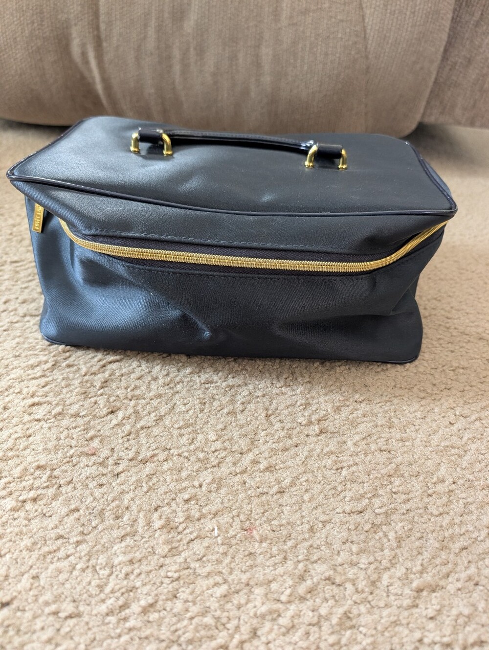 Estee Lauder Navy Blue Cosmetic Soft Case with Gold Hardware